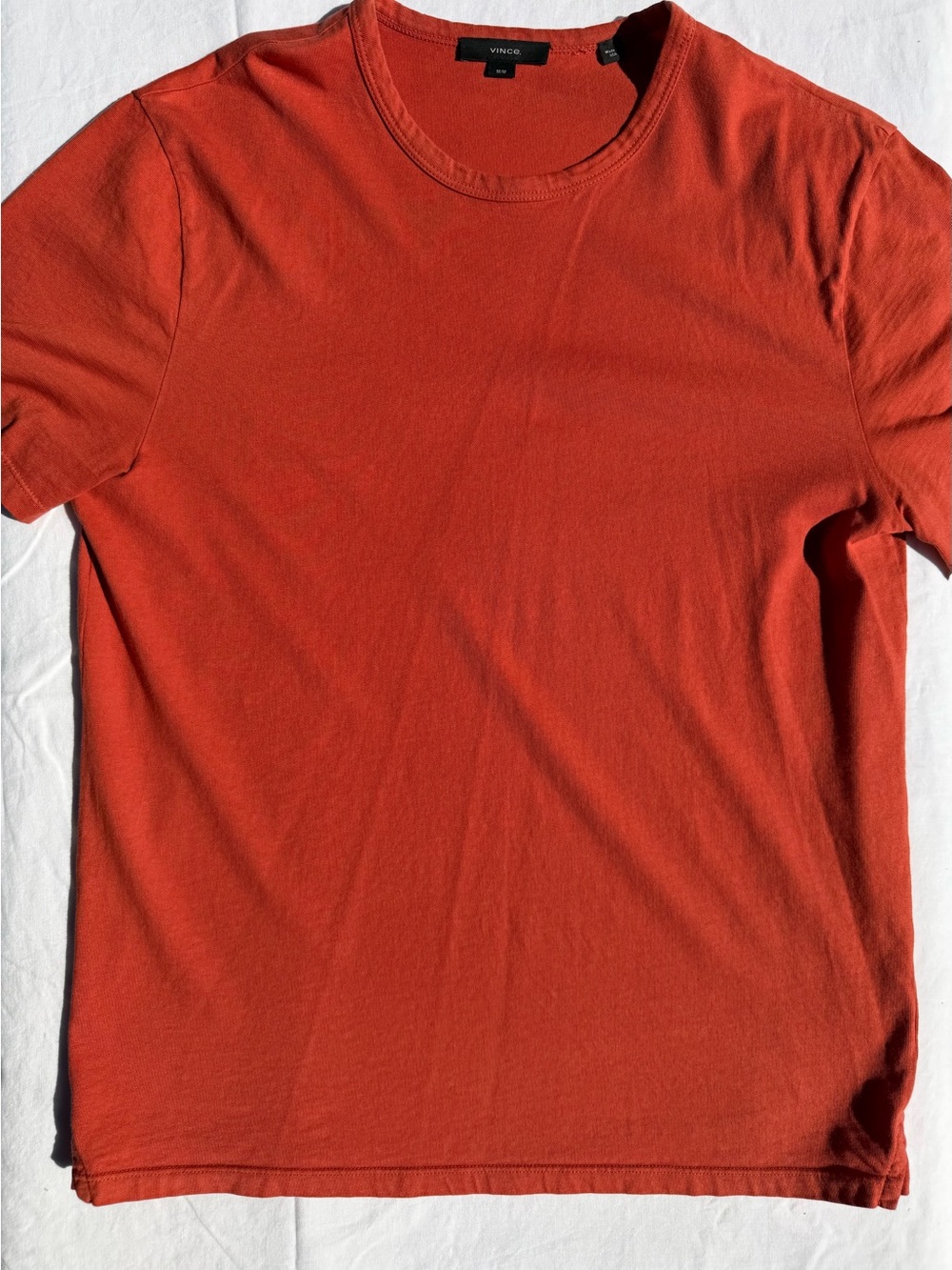 Vince Orange Crew Neck T-Shirt - Made in USA